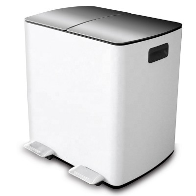 2  Compartment Indoor Household Kitchen Pedal Recycle Trash Bin  Steel Recycle Bin Recycle Waste Bin