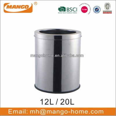 Round Stainless Steel Garbage Open Top Trash Bin