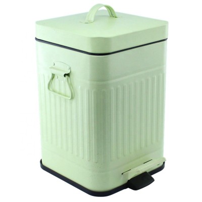 Square Ribs Pattern Step Galvanized Steel Metal Trash Can