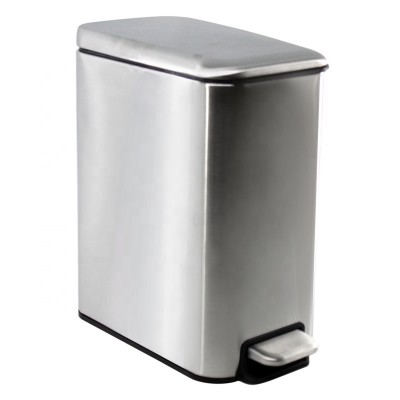 5L Stainless Steel Hotel Room Square Dustbin Garbage Trash C an withStep Foot Pedal Waste bin Dust Bin